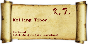 Kolling Tibor névjegykártya